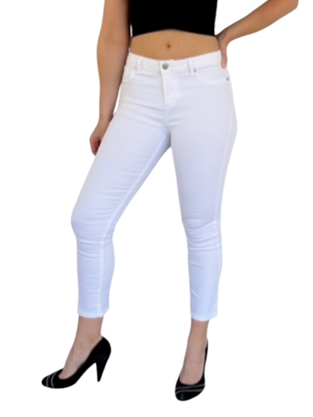 Lascana white stretchy cotton blend mid rise skinny jeans size 6